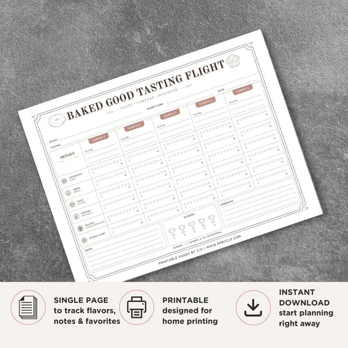 Baked Good Tasting Scorecard Printable Dessert Rating Sheet tasting page
