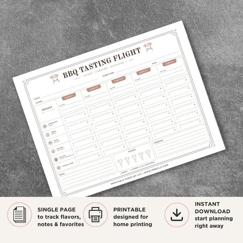 BBQ Tasting Scorecard Printable Food Rating Sheet tasting page
