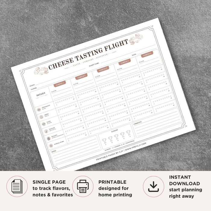 Cheese Tasting Scorecard