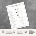 Printable Cigar Tasting Notes Scorecard featuring cigar flavor wheel, aroma and palate evaluation sections, cigar smoking journal, tasting notes tracker, and cigar rating score sheet.
