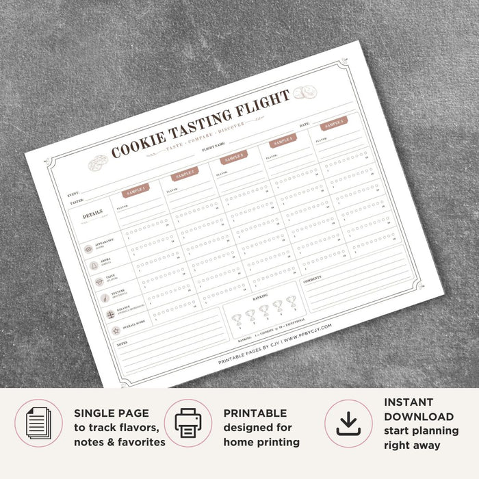 Cookie Tasting Scorecard