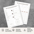 Printable Hot Sauce Tasting Scorecard Set featuring hot sauce flight comparison sheet, tasting notes page, heat level tracker, flavor wheel, sauce evaluation form, and hot sauce tasting journal printable.
