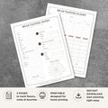 Printable Mead Tasting Scorecard Set featuring mead flight comparison sheet, mead tasting notes page, honey wine flavor wheel, mead evaluation form, tasting journal, and mead scoring tracker printable.
