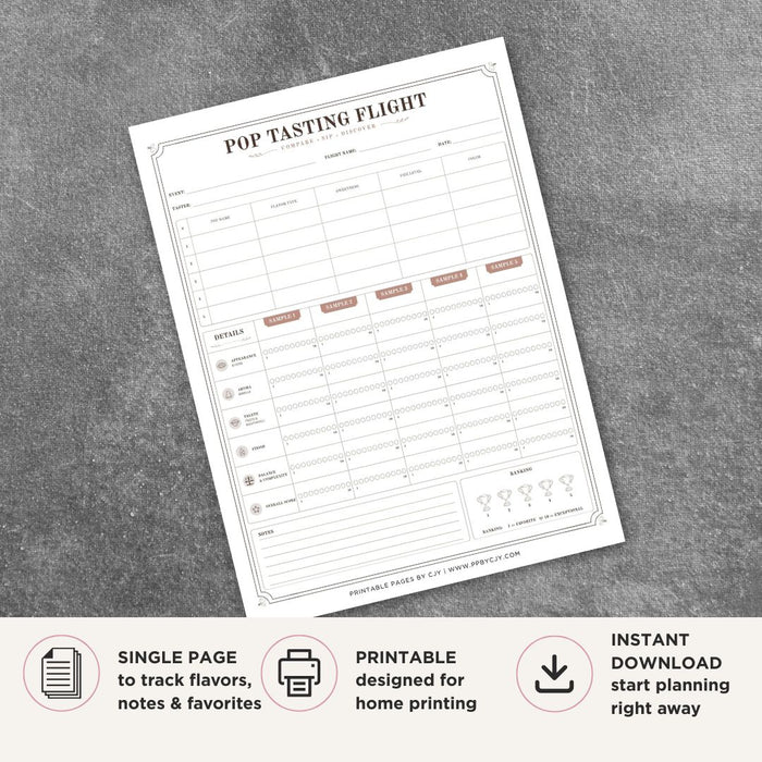 Pop Tasting Scorecard