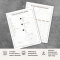 Printable Scotch Tasting Scorecard Set featuring Scotch tasting flight comparison sheet, Scotch tasting notes page, whisky flavor wheel, distillery and region tracker, Scotch evaluation form, and whisky tasting journal printable.
