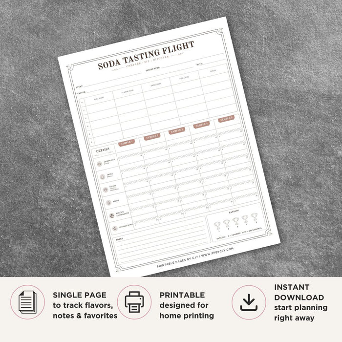 Soda Tasting Scorecard