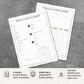 Printable Tequila Tasting Scorecard Set featuring tequila tasting flight comparison sheet, tequila tasting notes page, agave flavor wheel, distillery and batch tracking journal, tequila evaluation form, and agave spirit tasting printable.
