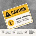 Printable Archery In Progress safety sign with caution header, archery symbol, and warning message to keep clear of active archery shooting areas.
