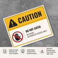 Printable Do Not Enter warning sign featuring a caution header, no entry symbol, and Authorized Access Only message for restricted access and workplace safety areas.
