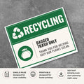 Printable Bagged Trash Only Sign with recycling symbol, green waste management design, and environmental message encouraging proper trash disposal and clean waste collection areas.
