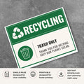 Printable Trash Only sign featuring a green waste management design, trash can symbol, and waste bin label for general trash disposal and waste collection areas.
