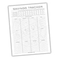 Savings tracker sheet with columns for months and expenses on a white background