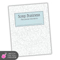 Planner with soap business theme and bubble pattern on cover