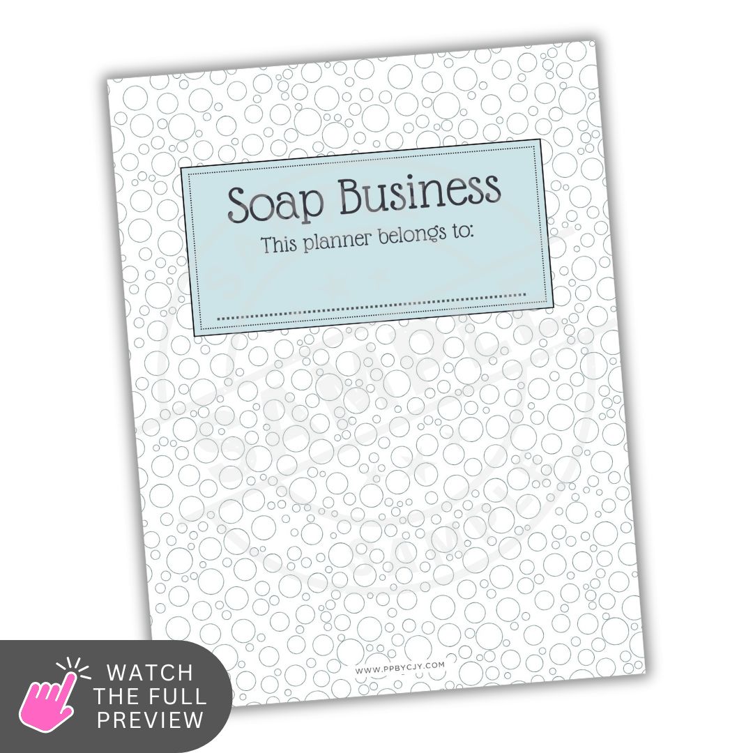 Planner with soap business theme and bubble pattern on cover