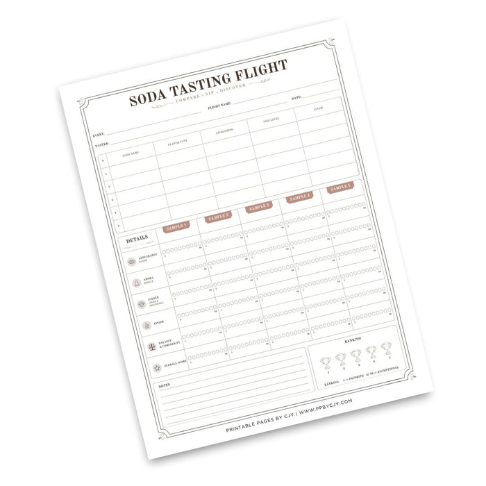 Soda Tasting Scorecard