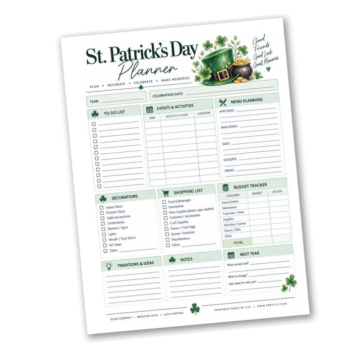 St. Patrick's Day Planner