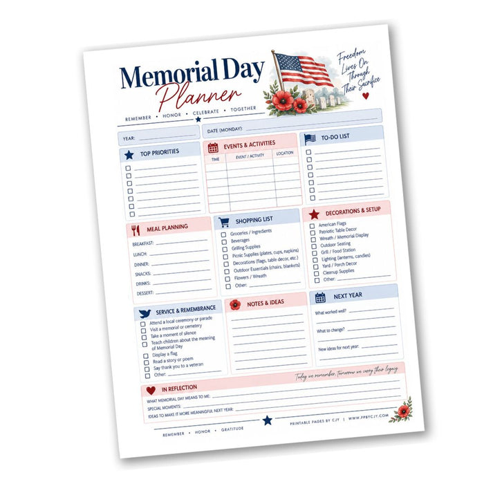 Memorial Day Planner