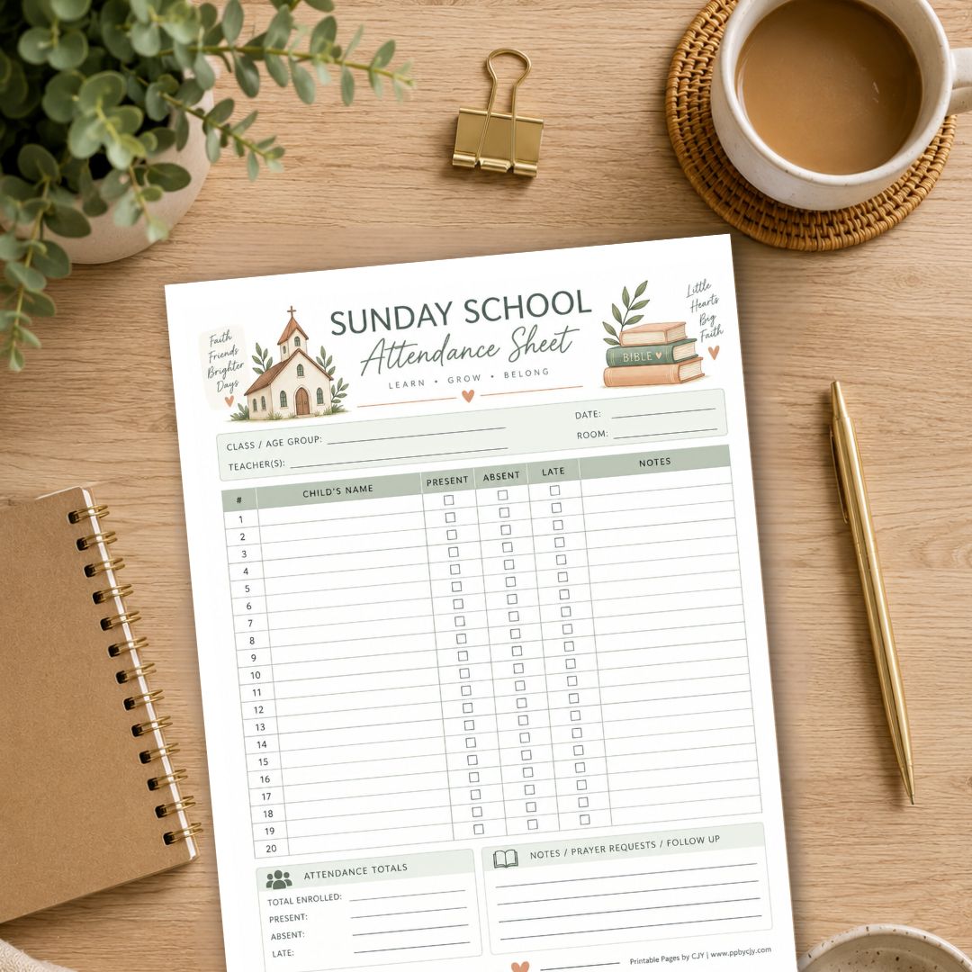 Sunday School Attendance Sheet