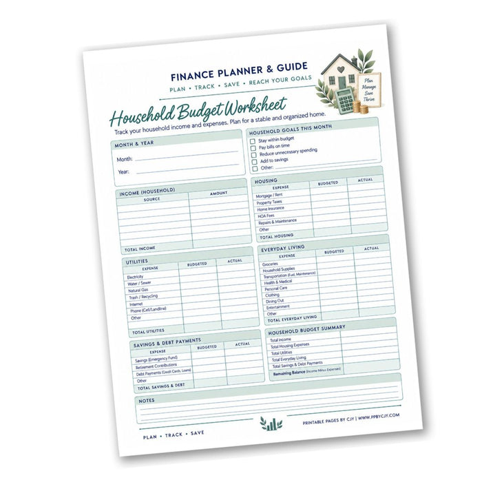 Household Budget Worksheet