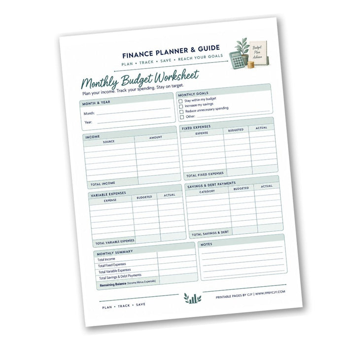 Monthly Budget Worksheet