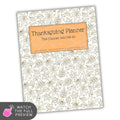 Thanksgiving planner with leaf pattern and customizable name tag on a white background