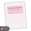 Valentine's Planner with heart pattern and pink label on white background