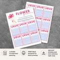 Valentine’s Day Flower Gram printable floral gift note pages with festive Valentine designs
