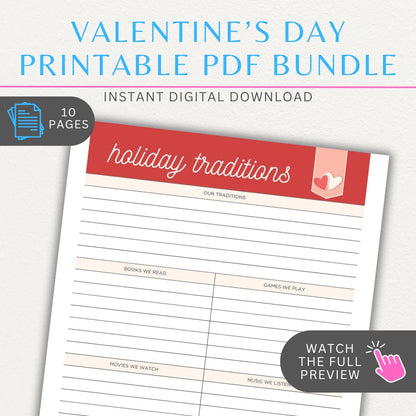 Stay organized for Valentine's Day with this 10-page Valentine’s Planner Printable PDF Bundle!