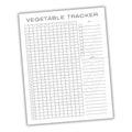 Vegetable tracker sheet with grid and notes section on a white background