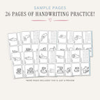 Alphabet Worksheets printable letter writing practice bundle with tracing coloring and ASL sign language activities
 sample pages