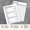 Printable personalized check writing practice worksheet with customizable checks and check register for financial literacy education
