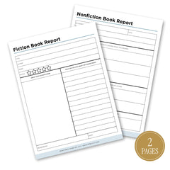 Book Report Bundle printable fiction and nonfiction reading worksheets for students classroom assignments and homeschool learning