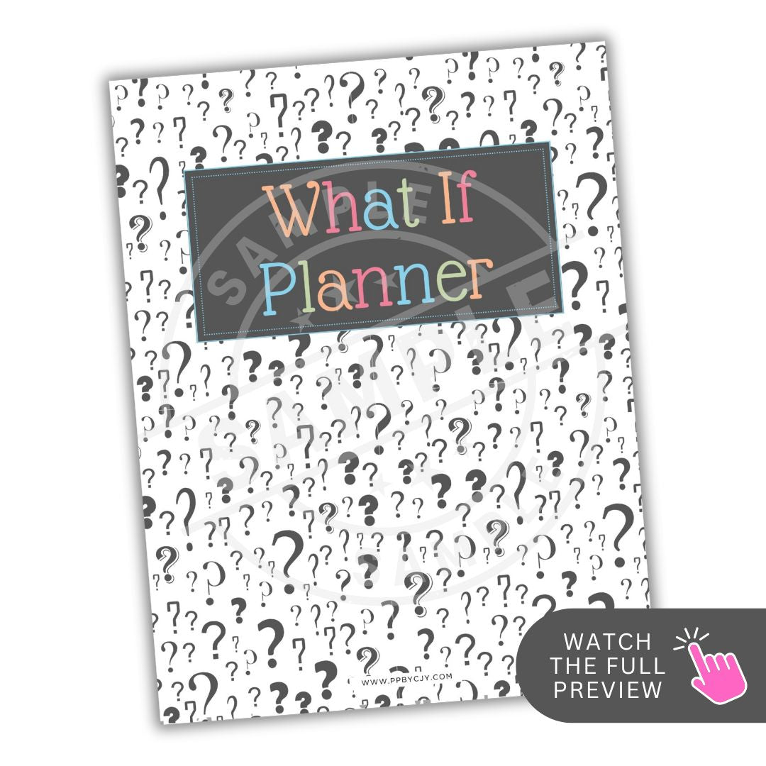 Planner with question mark pattern and 'What If Planner' text on a white background