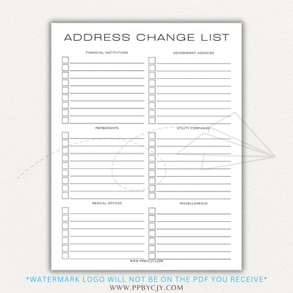 Stay organized during your move with this Address Change Tracker List Printable PDF Template!