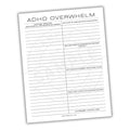 ADHD Overwhelm worksheet with text and lines on a white background
