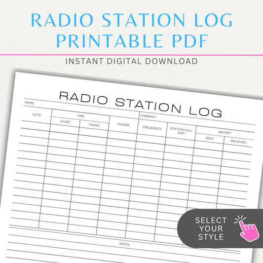 Amateur Radio Station Log Printable PDF Template for Logging QSO Contact Info