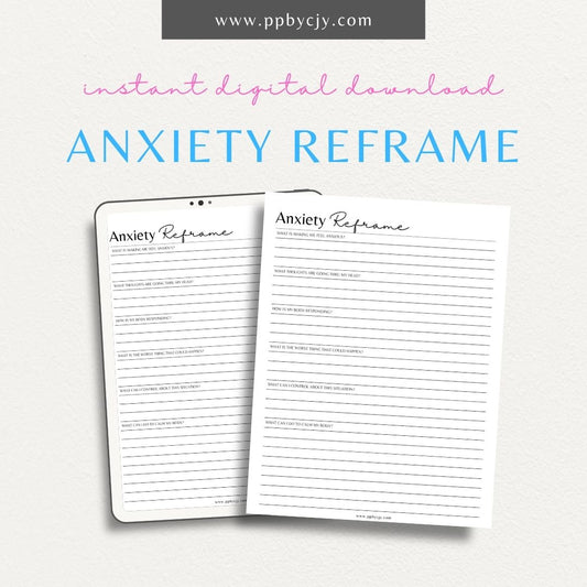 Reframe your anxiety with this printable sheet to manage negative thoughts