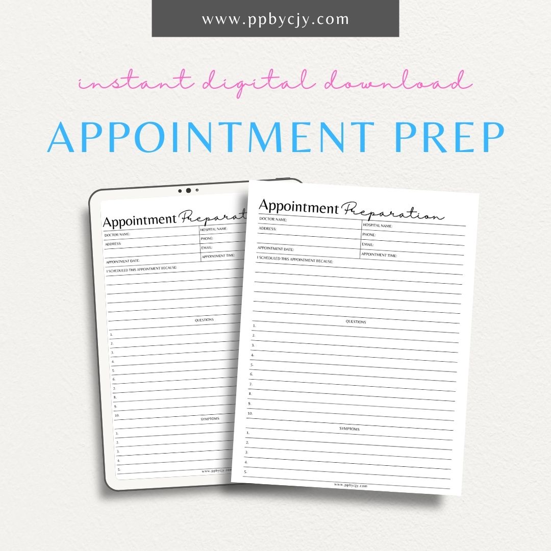 Stay organized and prepared with this appointment preparation sheet template