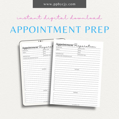 Stay organized and prepared with this appointment preparation sheet template