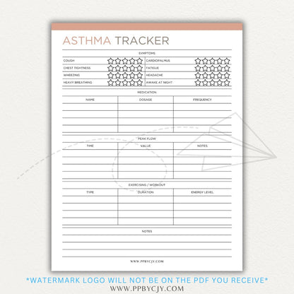 Track asthma symptoms, medications, and triggers with this printable asthma tracker