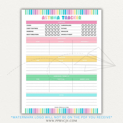 Track asthma symptoms, medications, and triggers with this printable asthma tracker