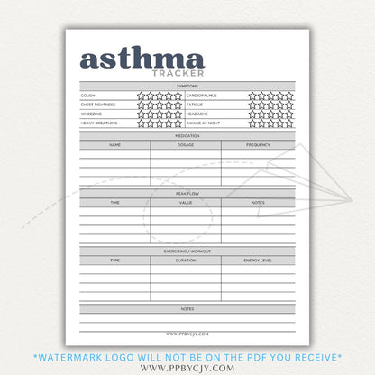 Track asthma symptoms, medications, and triggers with this printable asthma tracker