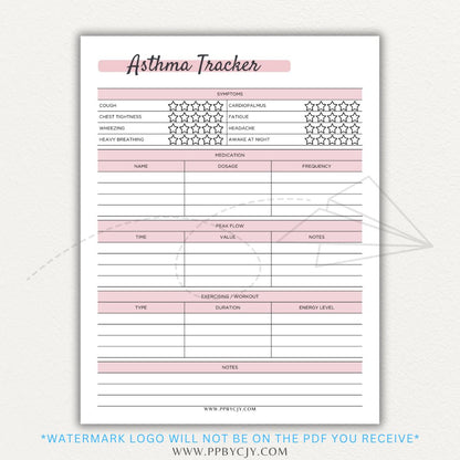Track asthma symptoms, medications, and triggers with this printable asthma tracker