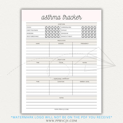 Track asthma symptoms, medications, and triggers with this printable asthma tracker