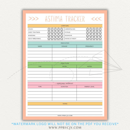 Track asthma symptoms, medications, and triggers with this printable asthma tracker