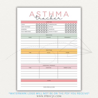 Track asthma symptoms, medications, and triggers with this printable asthma tracker