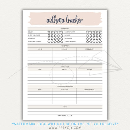 Track asthma symptoms, medications, and triggers with this printable asthma tracker