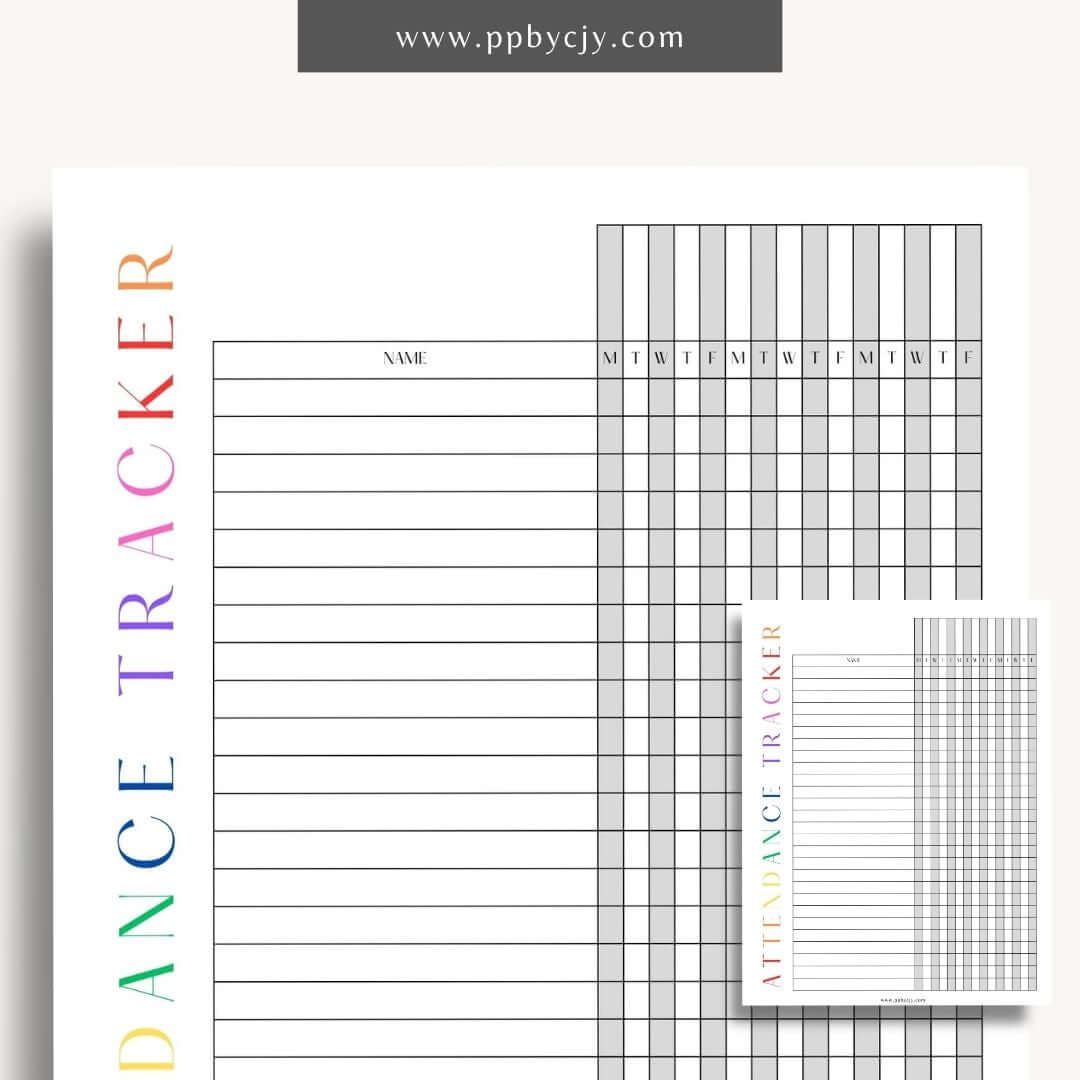 Student Attendance Tracker Printable Template – Digital Download for Monitoring Student Attendance with sections for dates, student names, attendance status, and notes.