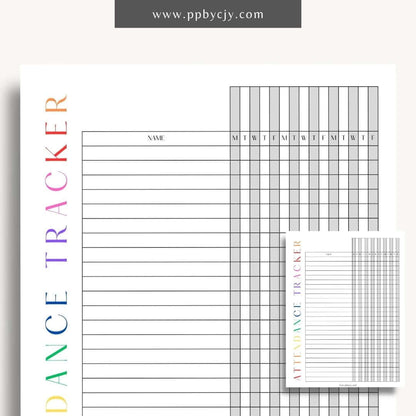 Student Attendance Tracker Printable Template – Digital Download for Monitoring Student Attendance with sections for dates, student names, attendance status, and notes.