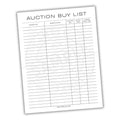 Auction Buy List Printable PDF Template